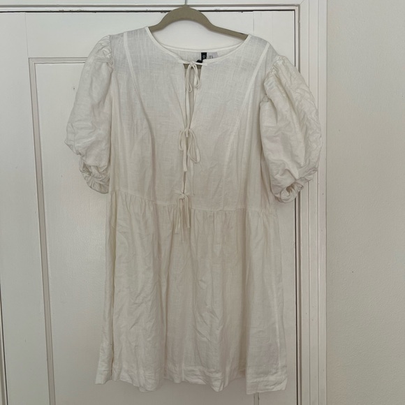 H&M Linen Puff Sleeve Mini Dress in Women’s XL - Picture 5 of 7